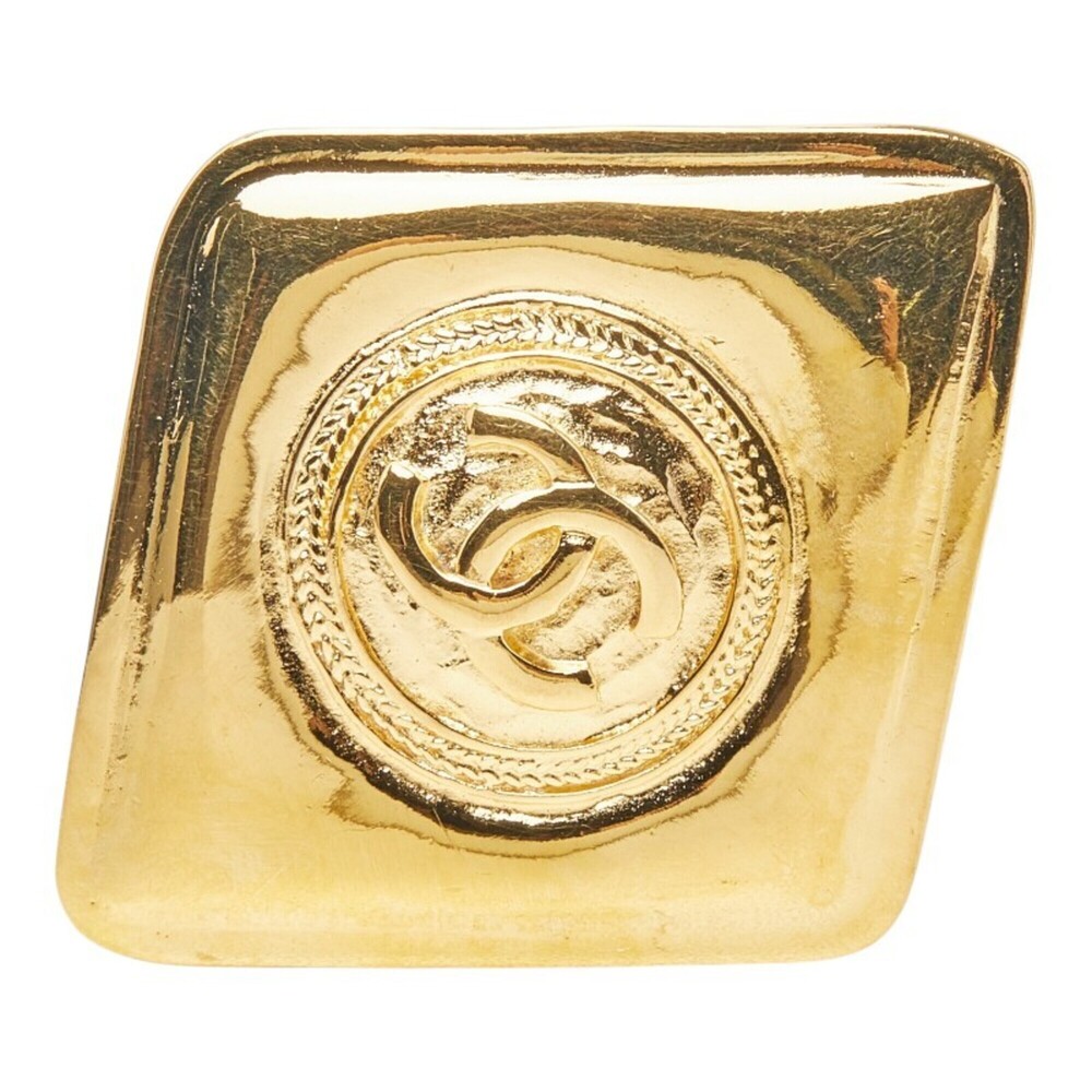 CHANEL Gold Diamond Logo Brooch